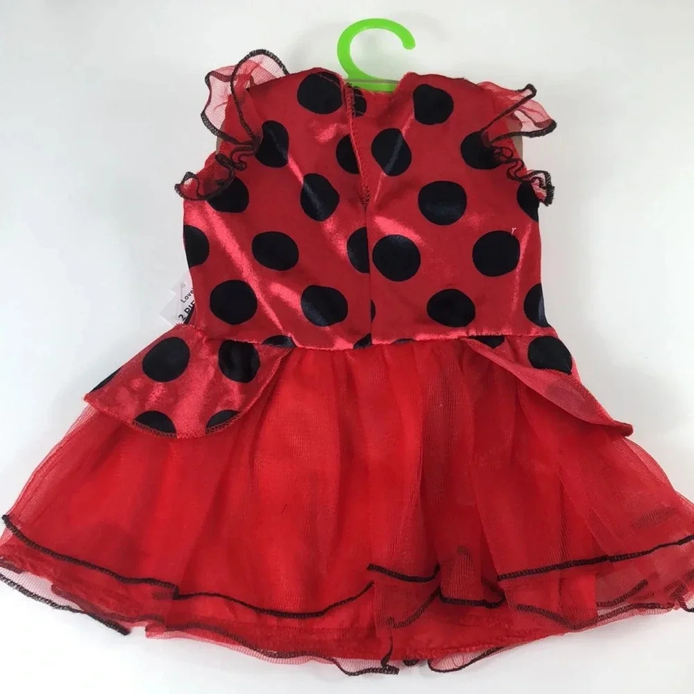 Love Bug Costume Baby Size 6-12 Months Black & Red Dress And Headband Halloween